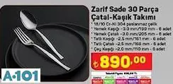 NEHİR ZARİF SADE 30 PARÇA ÇATAL KAŞIK TAKIMI